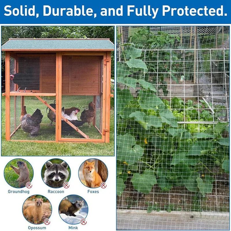 Galvanized Hardware Cloth - 1/2 Inch Mesh 16in X 6ft Welded Wire for Animal and Garden Protection-A63M