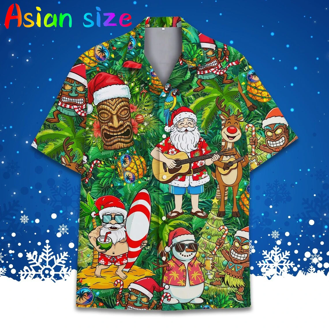 

Уличная одежда большого размера, гавайская рубашка с короткими рукавами и 3D аниме Санта-Клаусом и динозавром, мужские праздничные повседневные модные блузки с лацканами