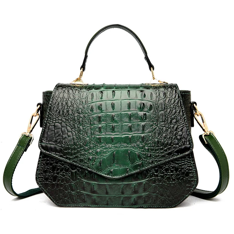 2023 New Women's European and American Vintage One Shoulder Handbag Crocodile Texture Crossbody Bag Fashion Bag