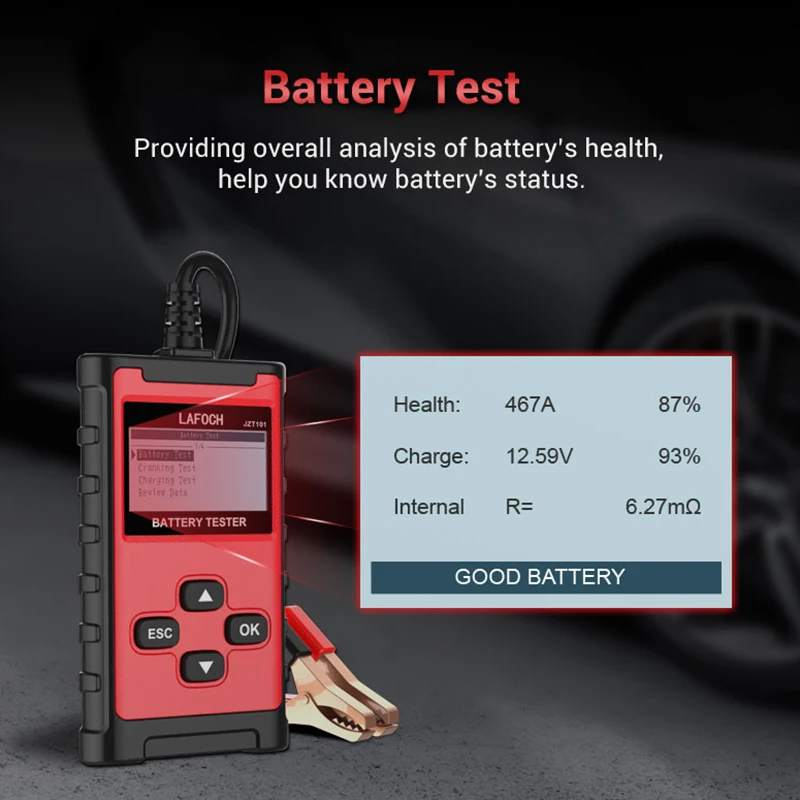 Car Battery Tester 100-2000 CCA Battery Load Tester Auto Battery Tester on Cranking Charging Systems for Cars Truck 12V/24V