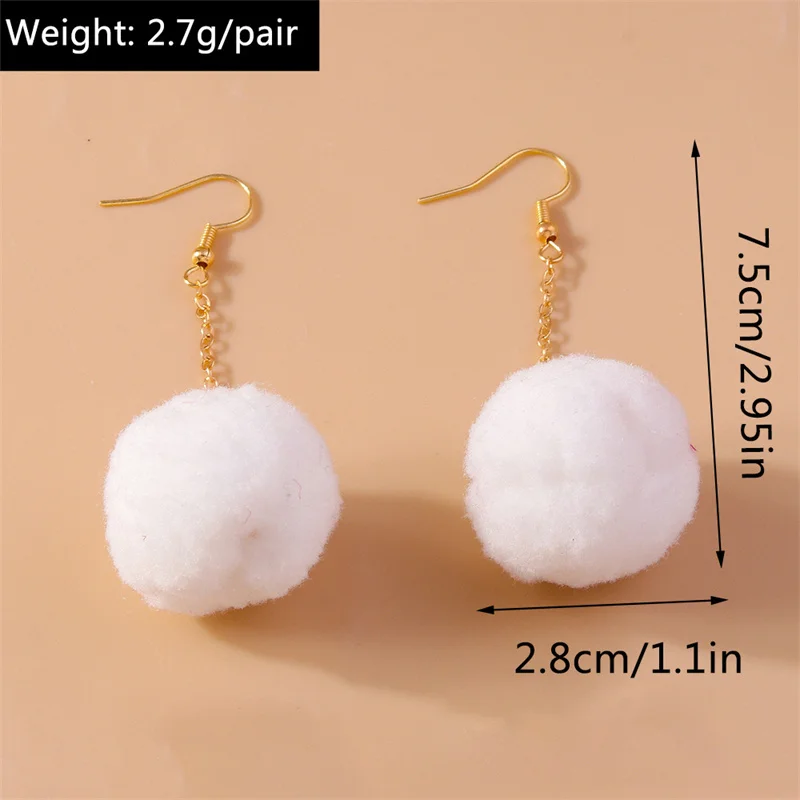 Aihua Bunte Flauschige Fell-Pompon-Ohrringe Weiche Kunstfell-Kaninchenball-Ohrringe für Frauen Kinder Schmuck Geschenke – Detail 18