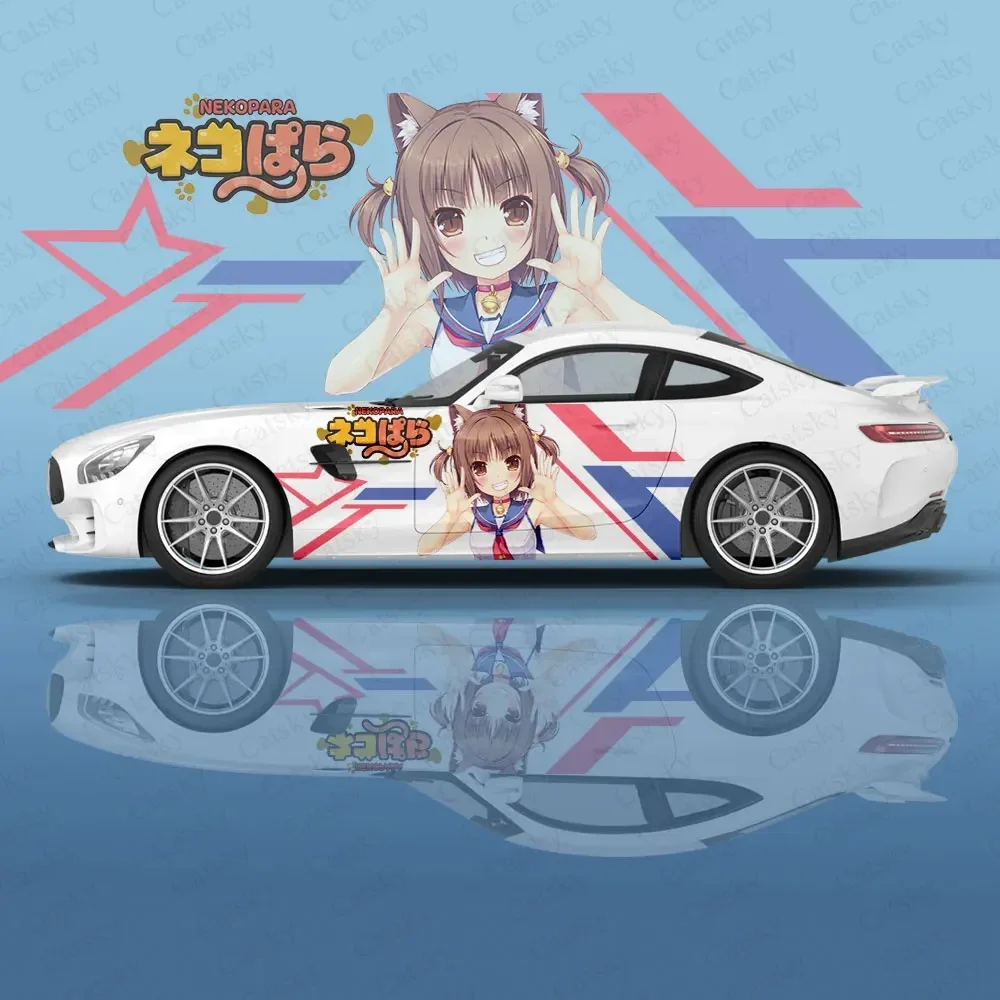 

Виниловые наклейки на кузов автомобиля Azuki (Neko Para) на заказ, автоаксессуары, боковая пленка, наклейка на кузов, украшение для внедорожника, узор