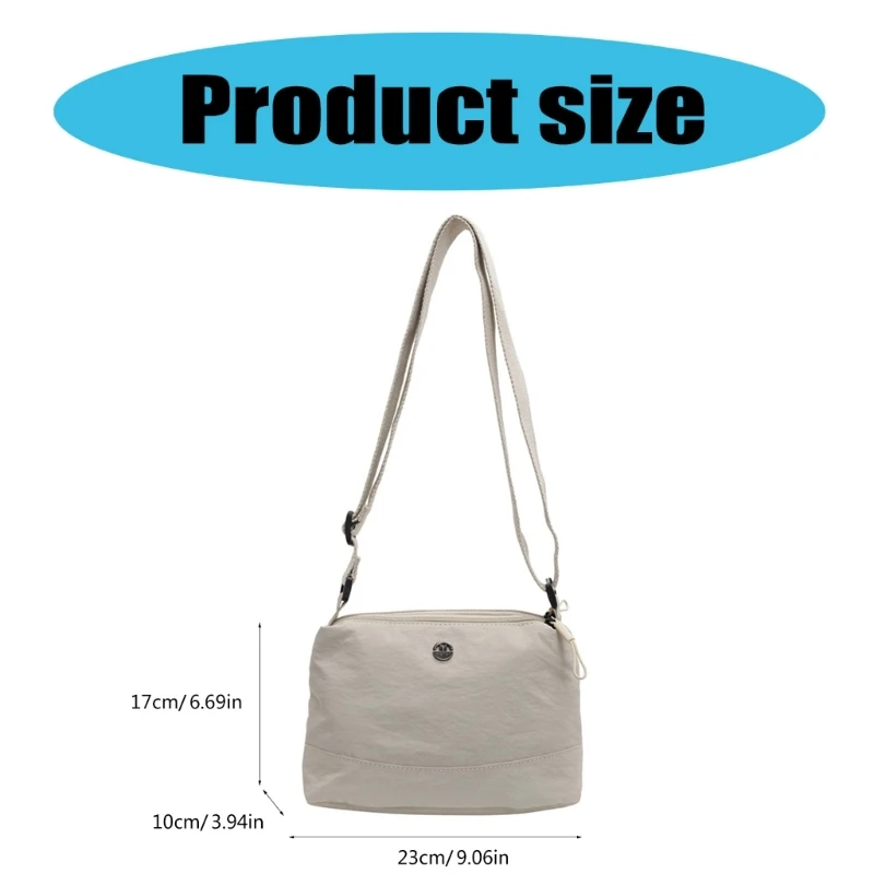 Women Simple Solid Color Nylon Crossbody Bag with Adjustable Strap Spacious Casual Shoulder Purse with Multiple Pockets