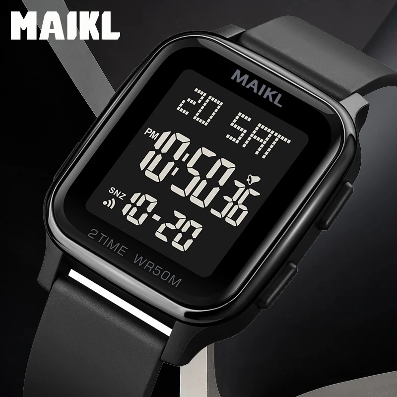 MAIKL GM27 Clock reloj hombre Fashion LED Light Digital Watch Mens 5Bar Waterproof Calendar Countdown Electronic Wristwatche