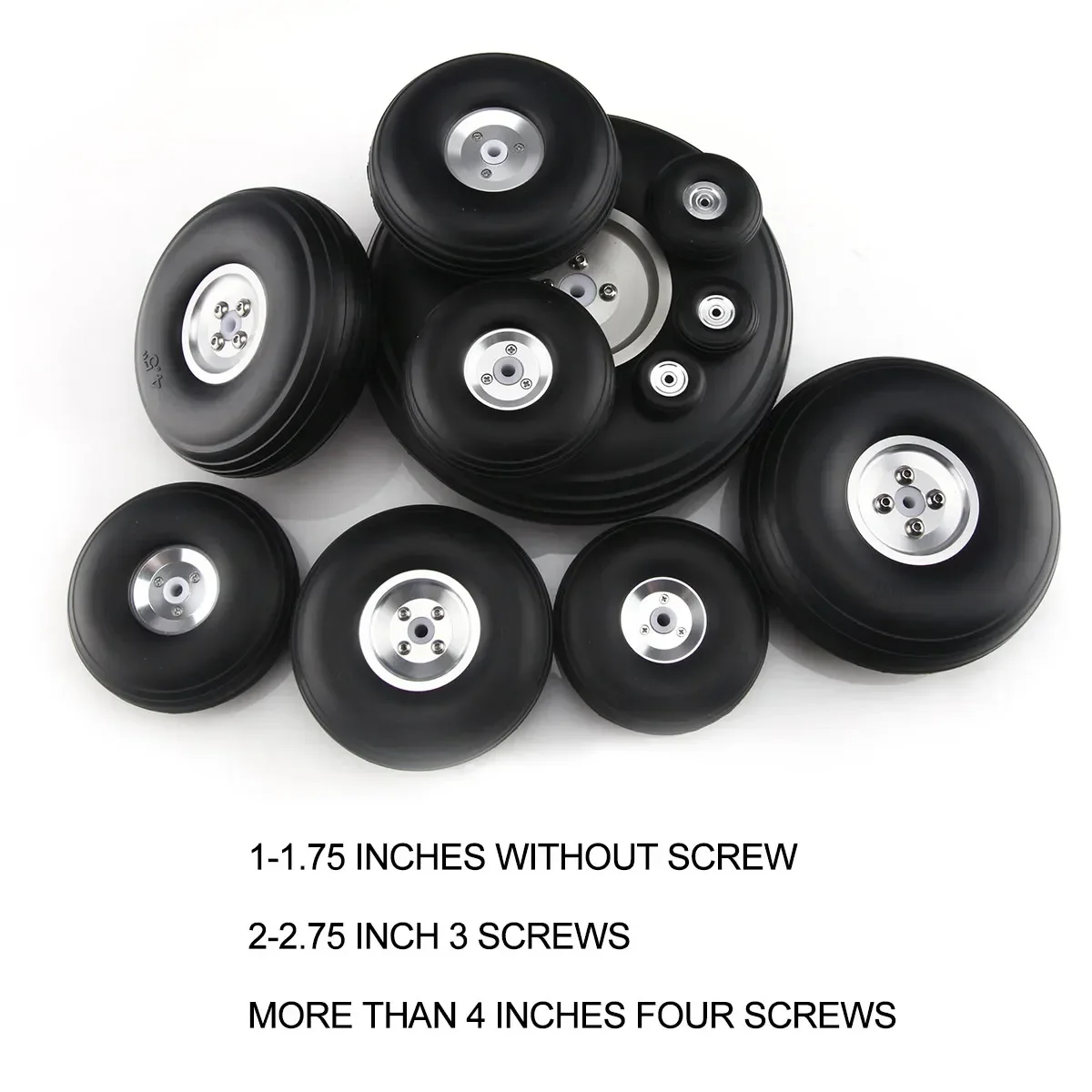 1 Pair PU Wheels W/ Aluminum Core Alloy Hub 1/1.25/1.5/1.75/2/2.25/2.5/2.75/3.25/3.5/3.75/4/4.5inch for RC Airplane Model