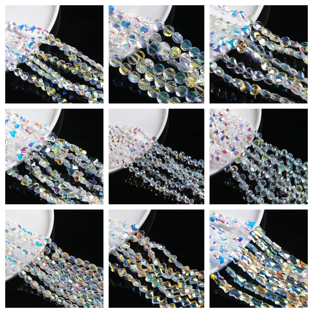1 Strand Glass Artificial Crystal White Electroplated Beads Loose Beads for DIY Earing Bracelet Jewelry Making Accessories