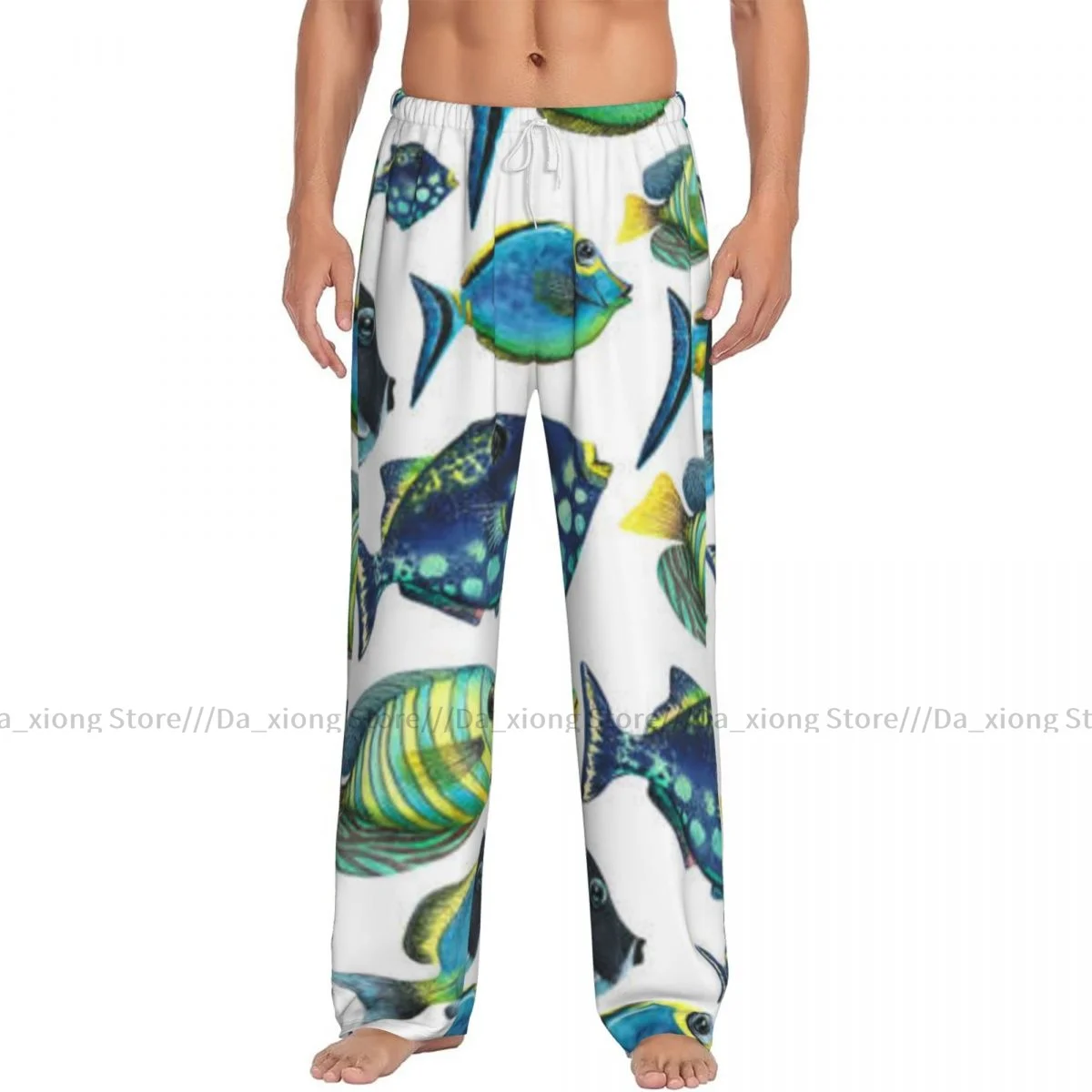 Men's Sleepwear Loose Sleep Pants Pajamas Tropical Fish- Watercolor Long Lounge Bottoms Casual Homewear