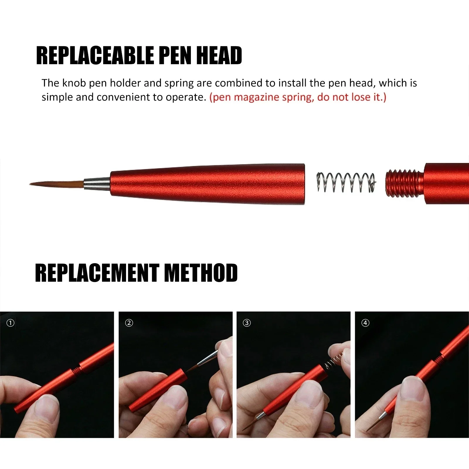 DSPIAE AT-FB Series Aluminium Alloy Fine Tip Brush (Black/Red/Green/Gray) AT-FBBK Hold PBT-2/0 PBT-3/0 PBT-4/0 PBT-5/0 Pen Head