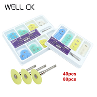 WELL CK 40/80Pcs Dental Polishing Discs Gross Reduction Contouring Mandrel Stripes Set Dental Materials Teeth Whitening