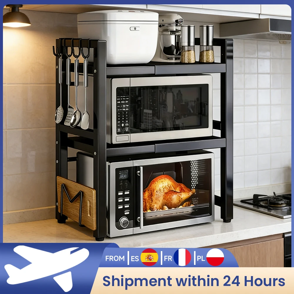 Étagère de rangement 3 niveaux pour four à micro-ondes domestique, support de comptoir de cuisine, meuble de rangement pour assaisonnements