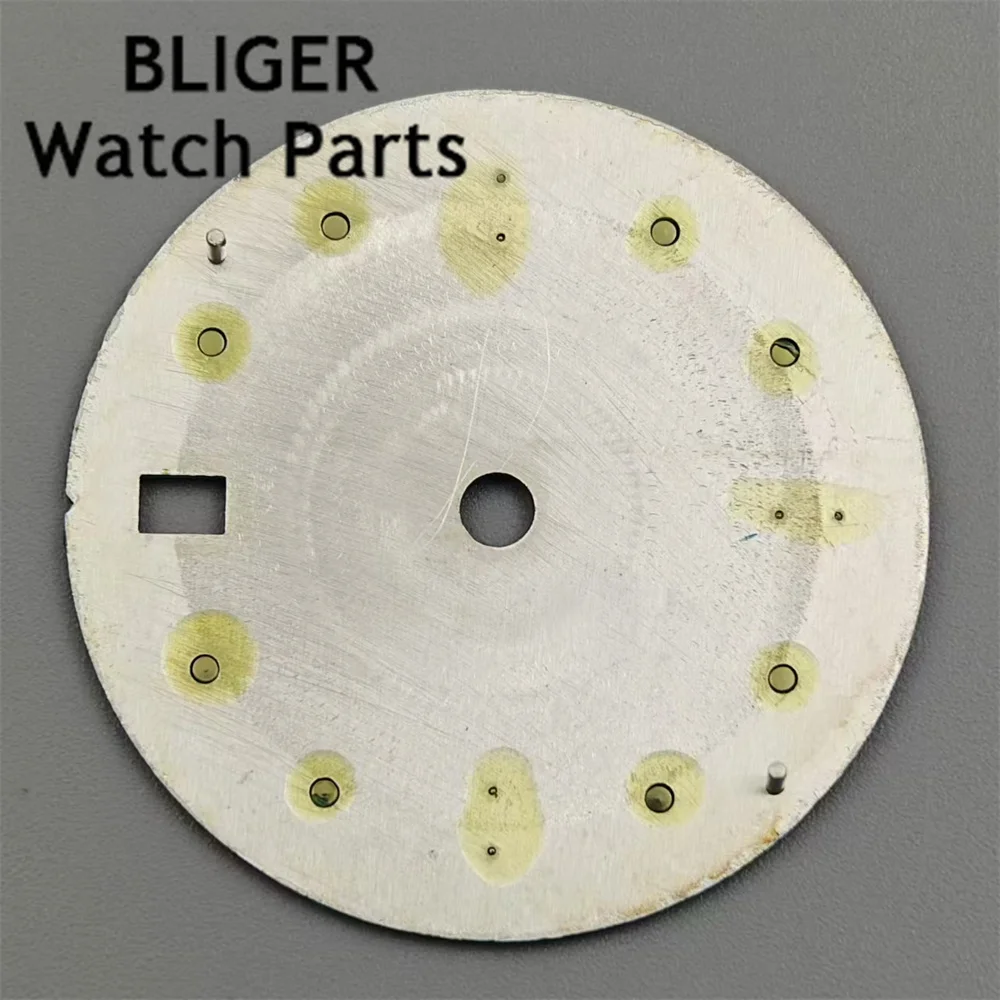 BLIGER jam tangan 29mm NH34 Dial biru langit dengan Set tangan hijau bercahaya cocok untuk bagian pengganti jam tangan gerakan NH34