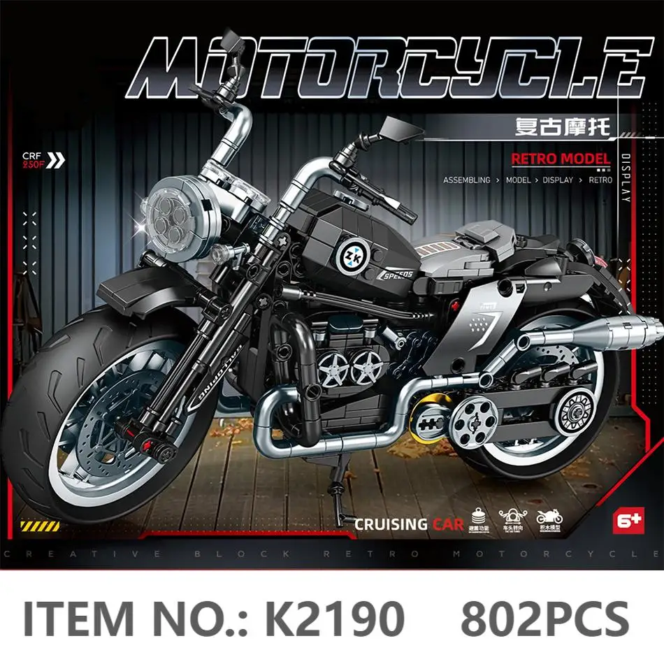 MOC التقنية دراجة نارية موتو سيارة نموذج اللبنات الرجعية سباق Motobike المركبات نموذج الطوب لتقوم بها بنفسك لعب للأطفال الهدايا