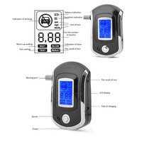 -A94Z AT6000 Alcohol Tester With 10 Mouthpieces Professional Digital Breath Breathalyzer With LCD Display Screen