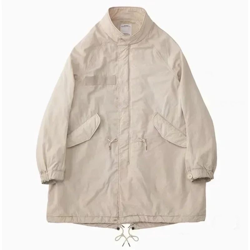 VISVIM SIX-FIVE FISHTAIL PARKA teñido con barro estilo antiguo Casual cola de pez un solo pecho longitud media cortavientos suelto