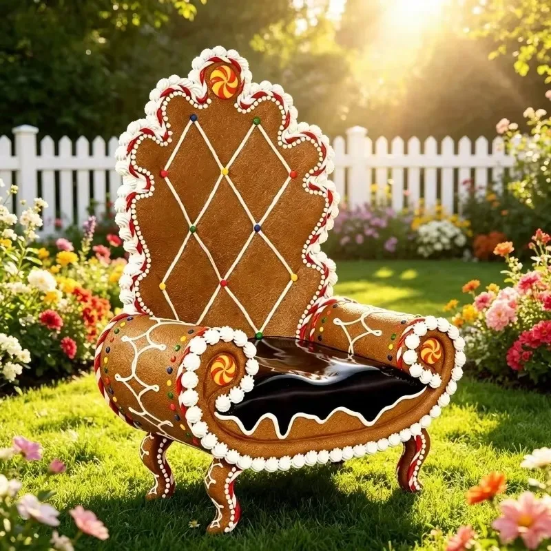 Classic Christmas Candy Cartoon Candy King Chair FRP Lollipop Backrest Seat Ornament Shopping Mall Holiday Landscape