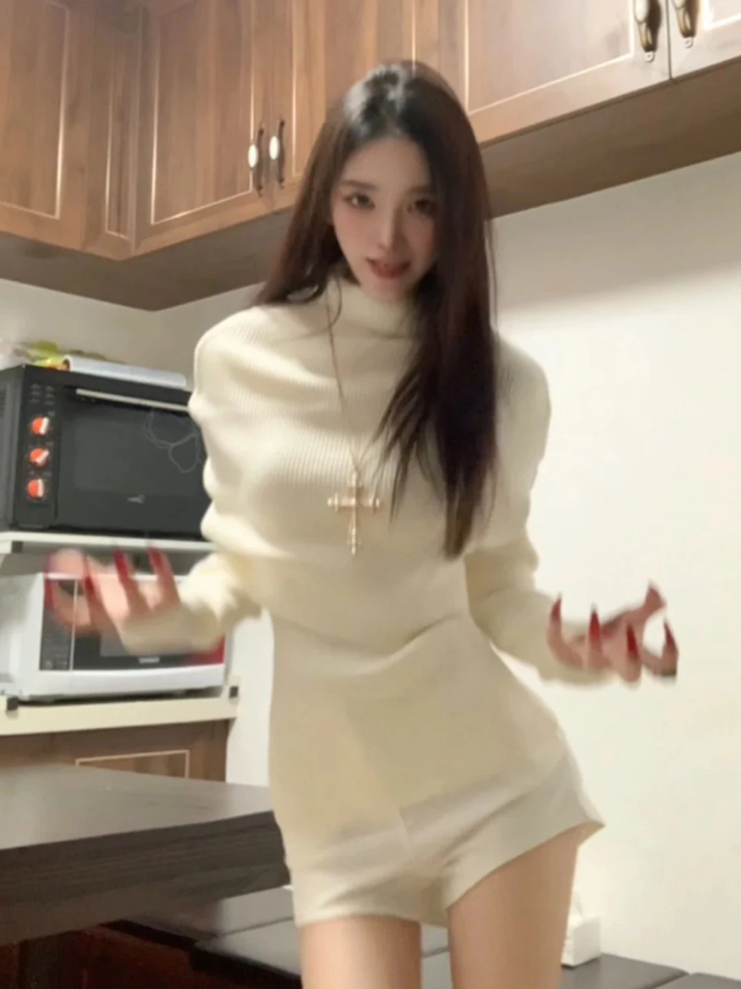 

Уникальный вязаный комплект с высоким воротником и длинными рукавами: теплый, мягкий, средней толщины, весенний, модный, для женщин