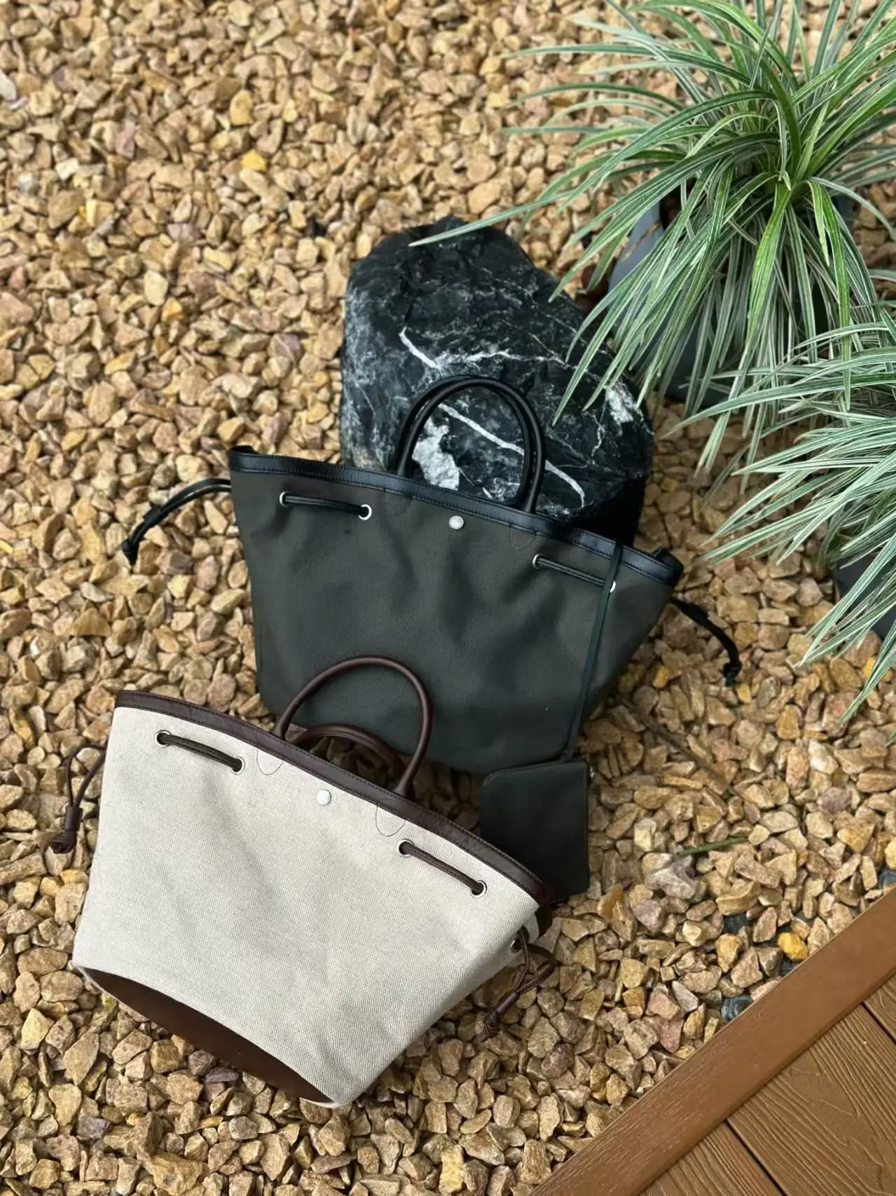 FIRMRANCH Korea Trendy Brand Fan-shaped Design Canvas Patchwork Cowhide Basket Bag Minimalist Women's Handbag Crossbody Purse