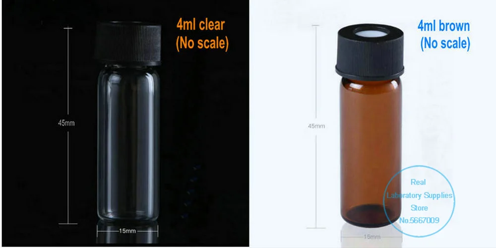 Imagem -02 - Vidro de Laboratório Claro Marrom Líquido Cromatografia Garrafa de Amostra de Vidro com Tampas Abertas Conjunto de Laboratório de Química 100 Peças Lote 2ml 4ml