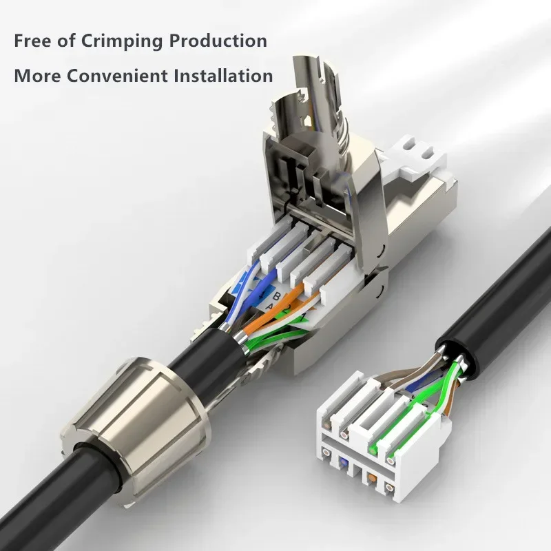 Conector rj45 Cat6a cat7, utp/stp, utp, plugue de rede, plugue modular blindado poe ethernet, adaptador macho