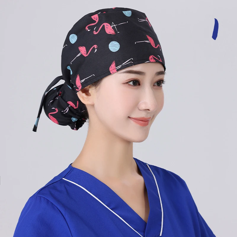 Unisex Adjustable Tie Back Scrub Hat, Beauty Salon Cap