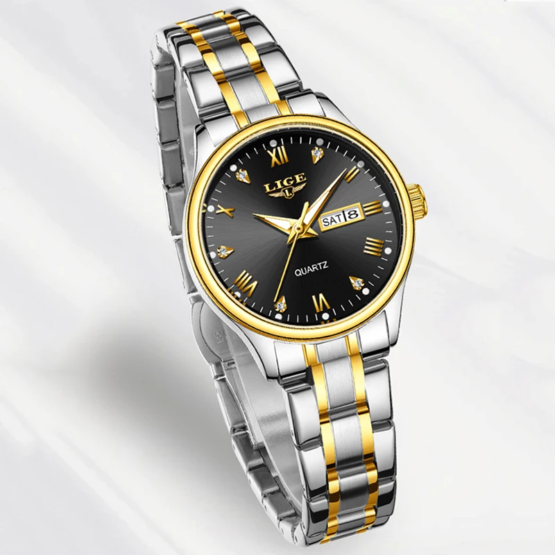 LIGE New Women Watches Luxury Fashion Ladies Quartz Watch Waterproof Luminous Date Stainless Wristwatch Girlfriend Lovers Gift