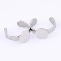 10pcs Stainless Steel 10mm Circle Pad Ring Bezel Setting Blanks Diy Fingerring Base For Jewelry Making Supplies
