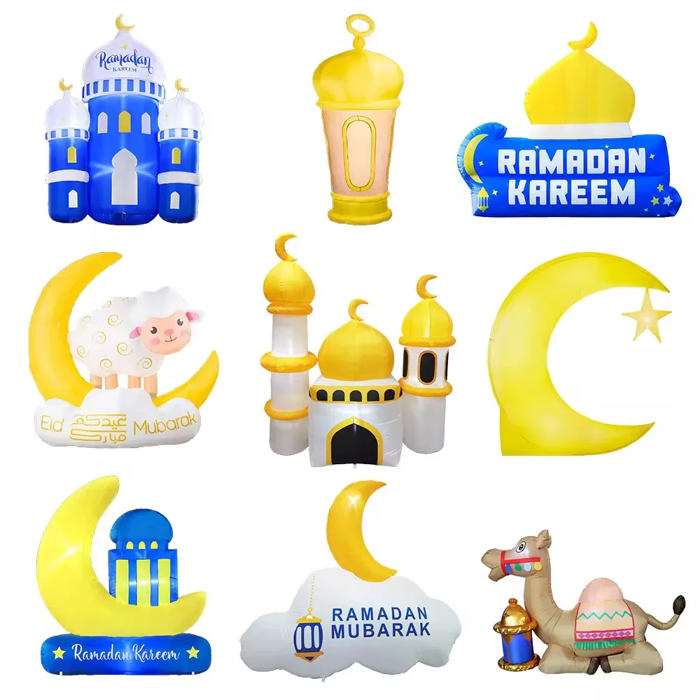 Inflatable Ramadan Decorations Ramadan Lamps Drum Lamb Islamic Moon Wishing Kareem Built-in LED Lighted Home Party Outdoor Toys