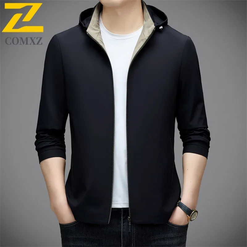 

Мужская тактическая куртка в корейском стиле, водонепроницаемый ветрозащитный пиджак с воротником-стойкой для занятий спортом на открытом воздухе, деловая ветровка с капюшоном 2025