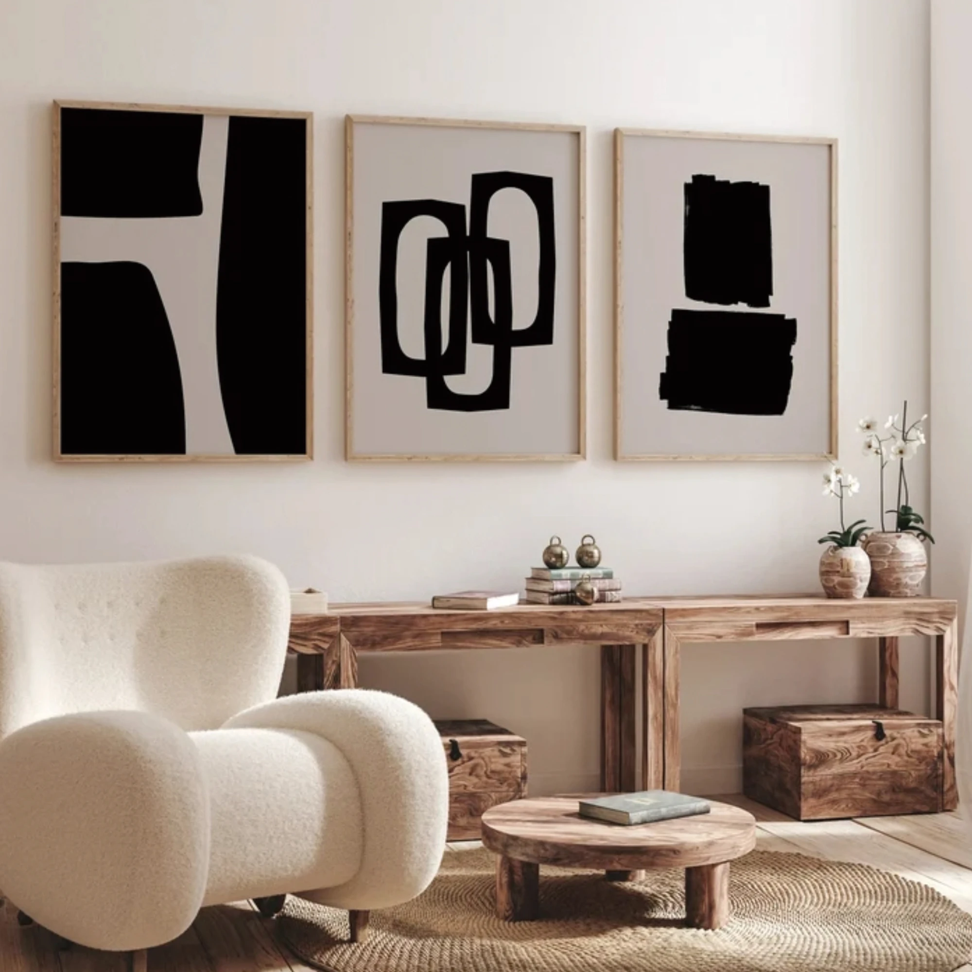 Neutraler, minimalistischer, schwarzer, abstrakter, geometrischer Wandkunstdruck, Leinwandgemälde, Poster, Bild für Wohnzimmer, Schlafzimmer, Heimdekoration