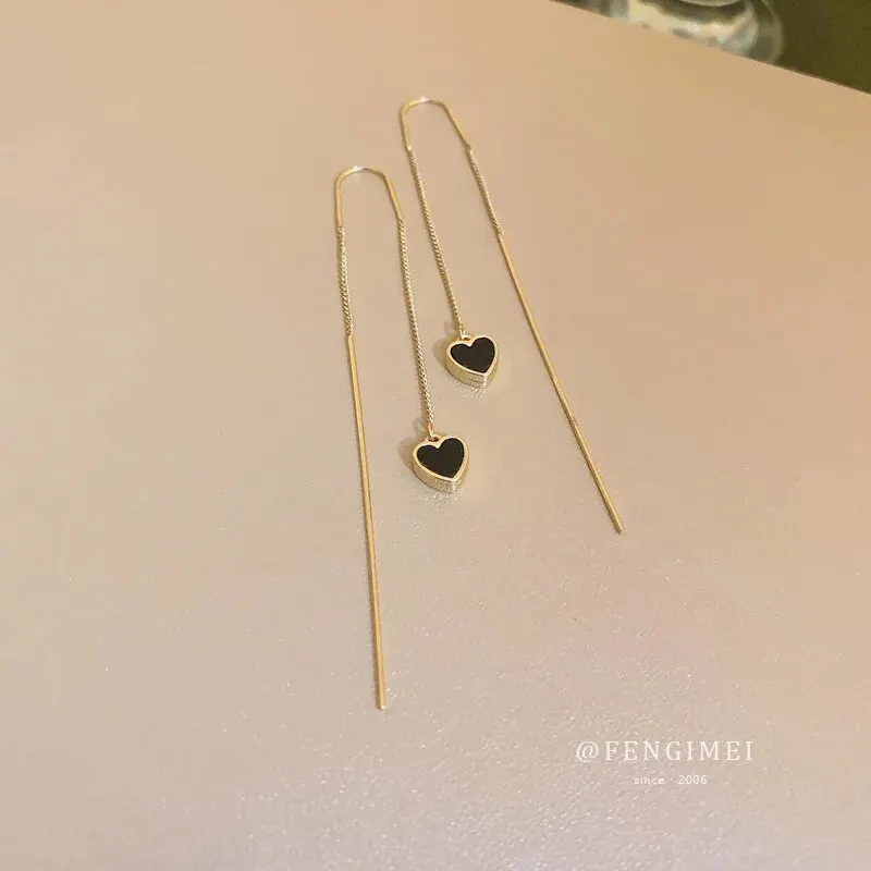 Silver Needle Black Tie Love Flower Earrings 2024 Spring and Autumn New Temperament Studs Niche Fashion Earrings Wholesale Femal image 2