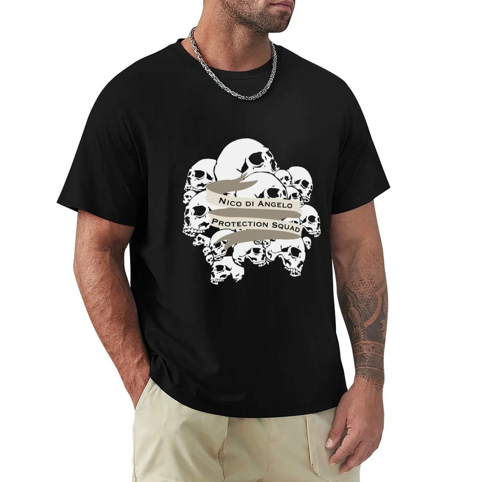 Nico di Angelo Protection Squad T-Shirt graphic shirts cotton graphic tees man clothes cotton t shirt men