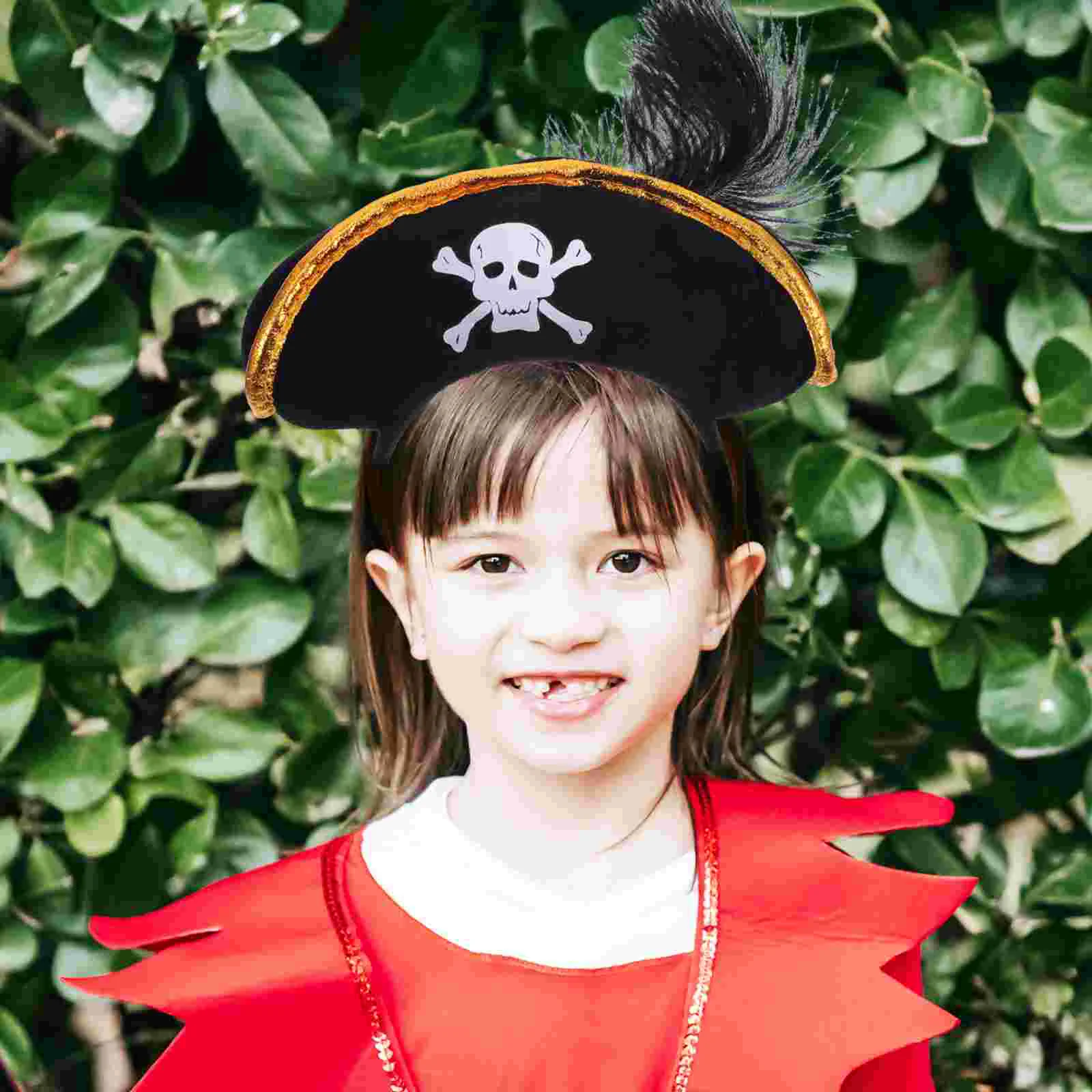 Pirate Costume Hat Headband Skull Accessories Halloween Party Props Black Headbands