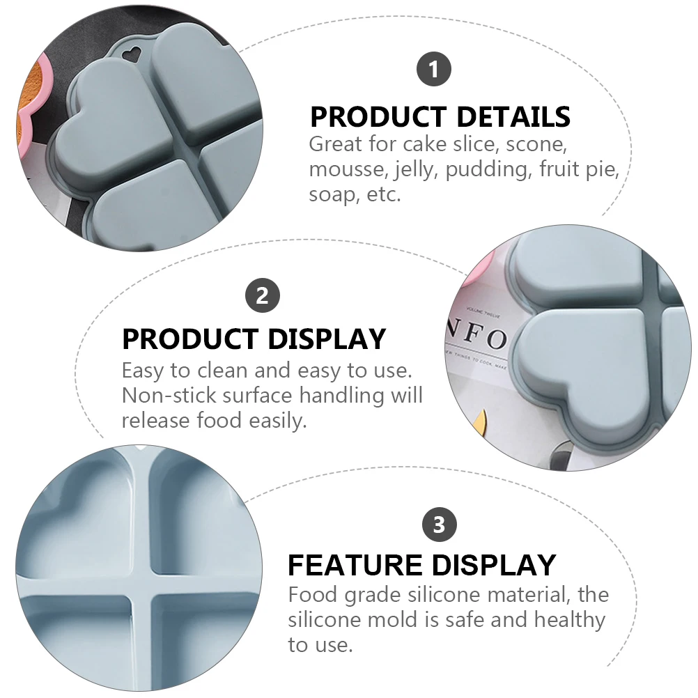 

Heart Shape Mold Cake Mould Silicone Heart-shaped Pans Making Moulds for Baking Tray Christmas Molds