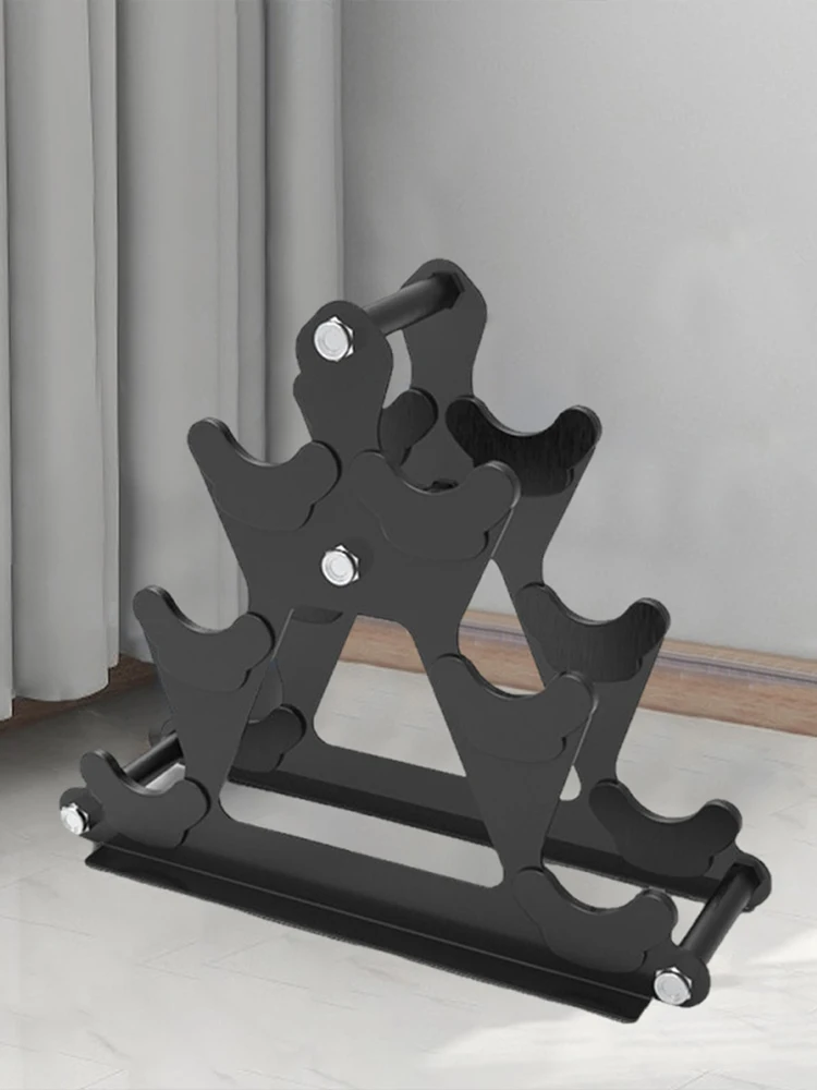 

3-х уровневая подставка для гантелей, компактный держатель для гантелей, вмещает 3 пары мини-кронштейнов для гантелей, органайзер для домашнего спортзала