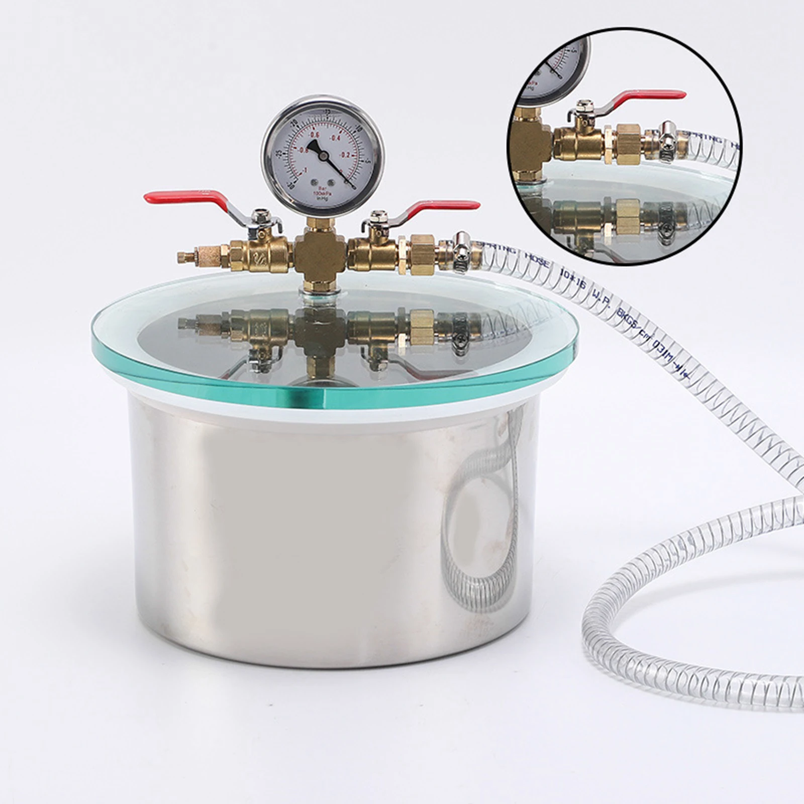 Vacuum Chamber Degassing Silicones Epoxies Essential Oils Gas Extraction Stainless Steel Vacuum Defoaming Barrel Clear Lid