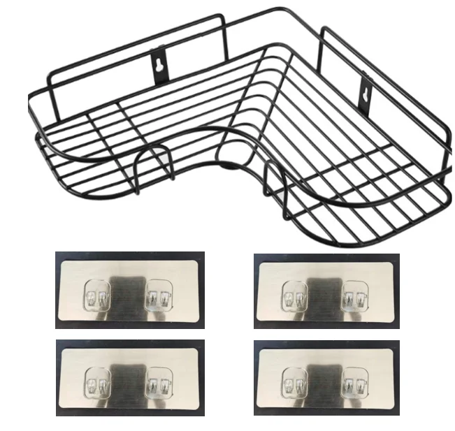 ชั้นวางของในห้องน้ำชั้นวางติดผนังชั้นวางแชมพูติดผนังชั้นวางเครื่องสำอางชั้นเหล็กสำหรับ keranjang tirisan ห้องอาบน้ำ