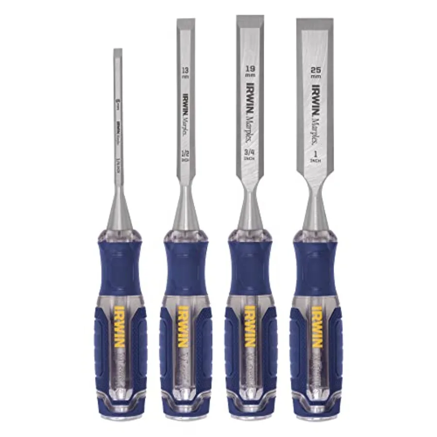

Chisel Set, Woodworking, 4-Pack, Extra-Long Strike Cap, Strong and Durable Steel Core IRHT82507