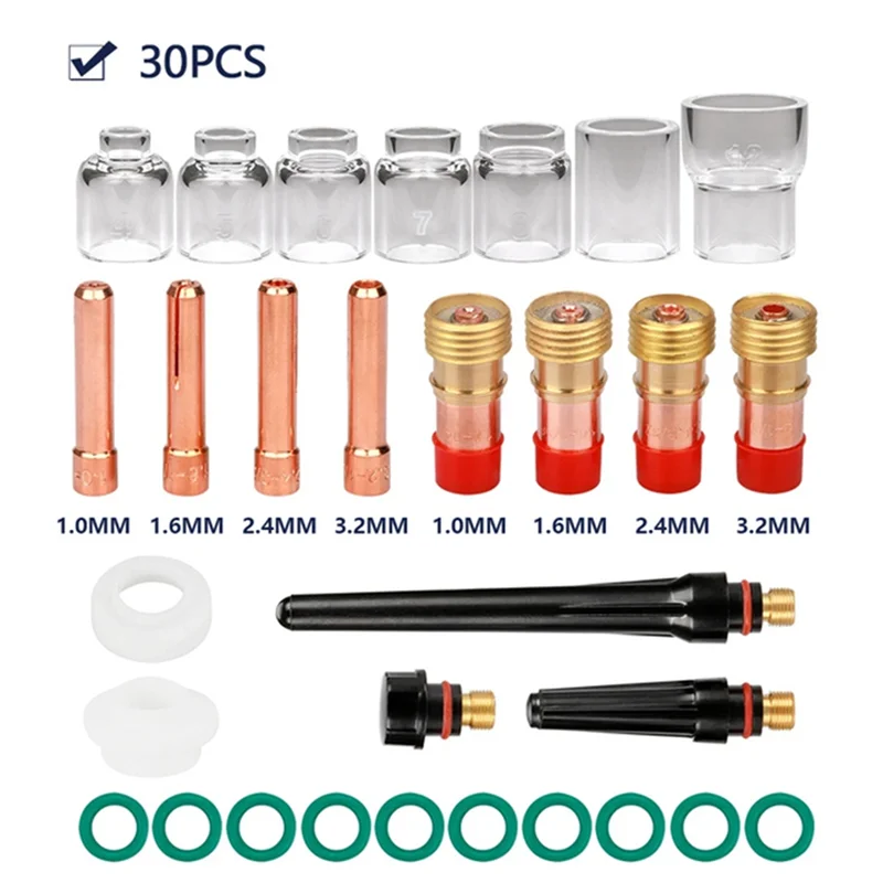 

BMBY-TIG Welding Torch TIG Welding Torch Accessories Stubby Gas Lens Pyrex-Glass Cup 1.6Mm