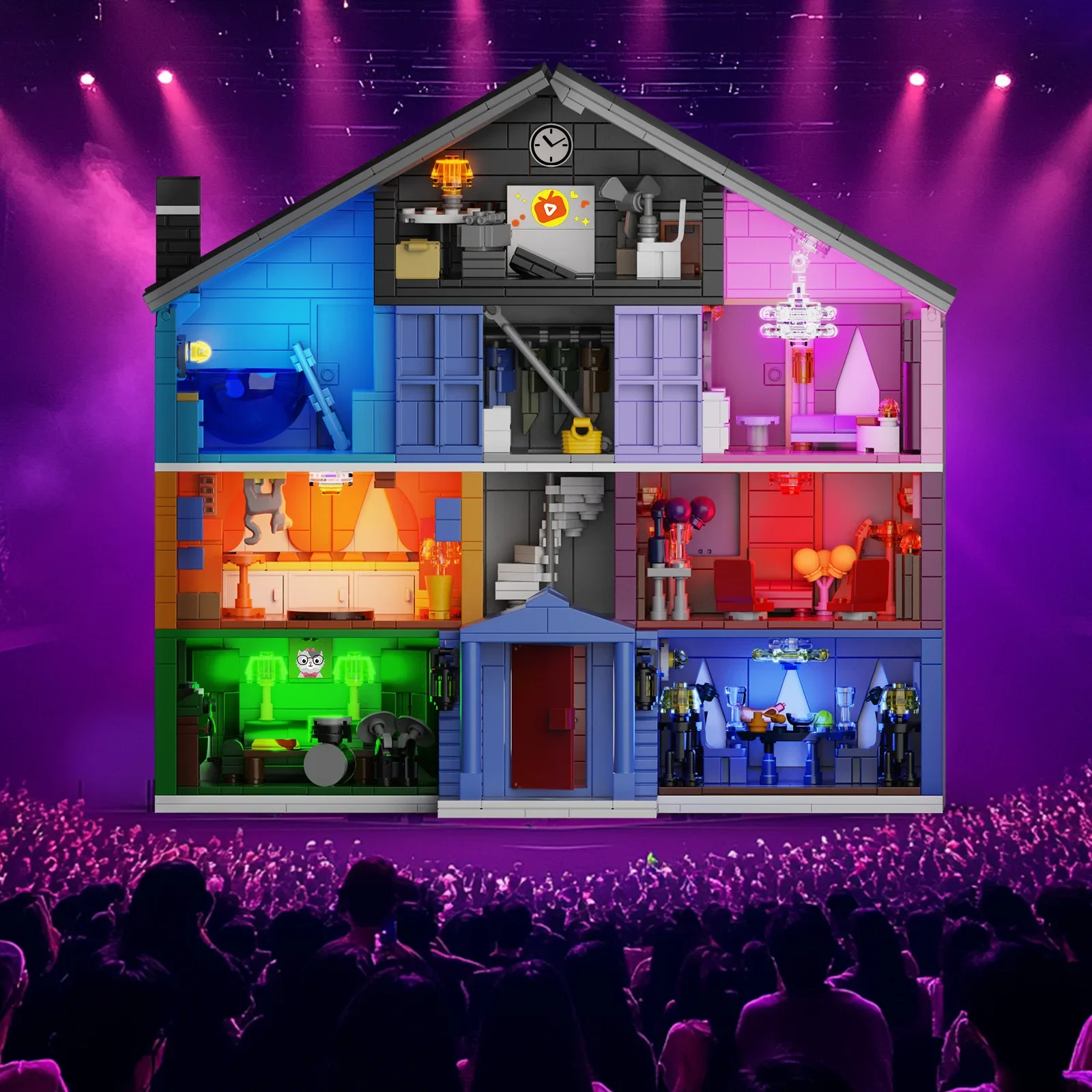 MOC วันวาเลนไทน์ Building Blocks รุ่น Pink Palace ของเล่น Mystery Lodge อิฐ DIY ประกอบของเล่นผู้ใหญ่ครบรอบของขวัญ