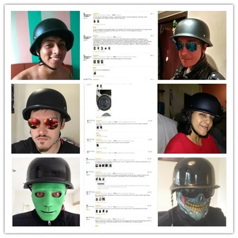 Unisex Retro Matte Black German Half Face Motorcycle Helmet Chopper Cruiser Biker M/L/XL CE DOT Certified