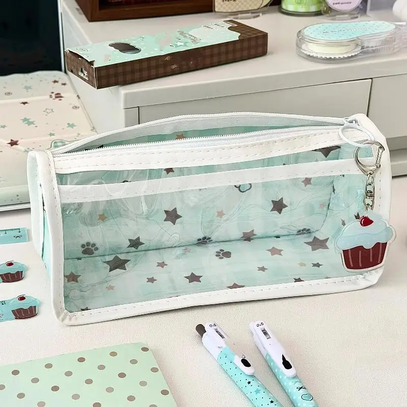 Neues transparentes Federmäppchen „Cloud Diary Star“ mit großem Fassungsvermögen, Reißverschluss-Stifttasche für Schüler, Schulsachen, Make-up-Aufbewahrung – Detail 6