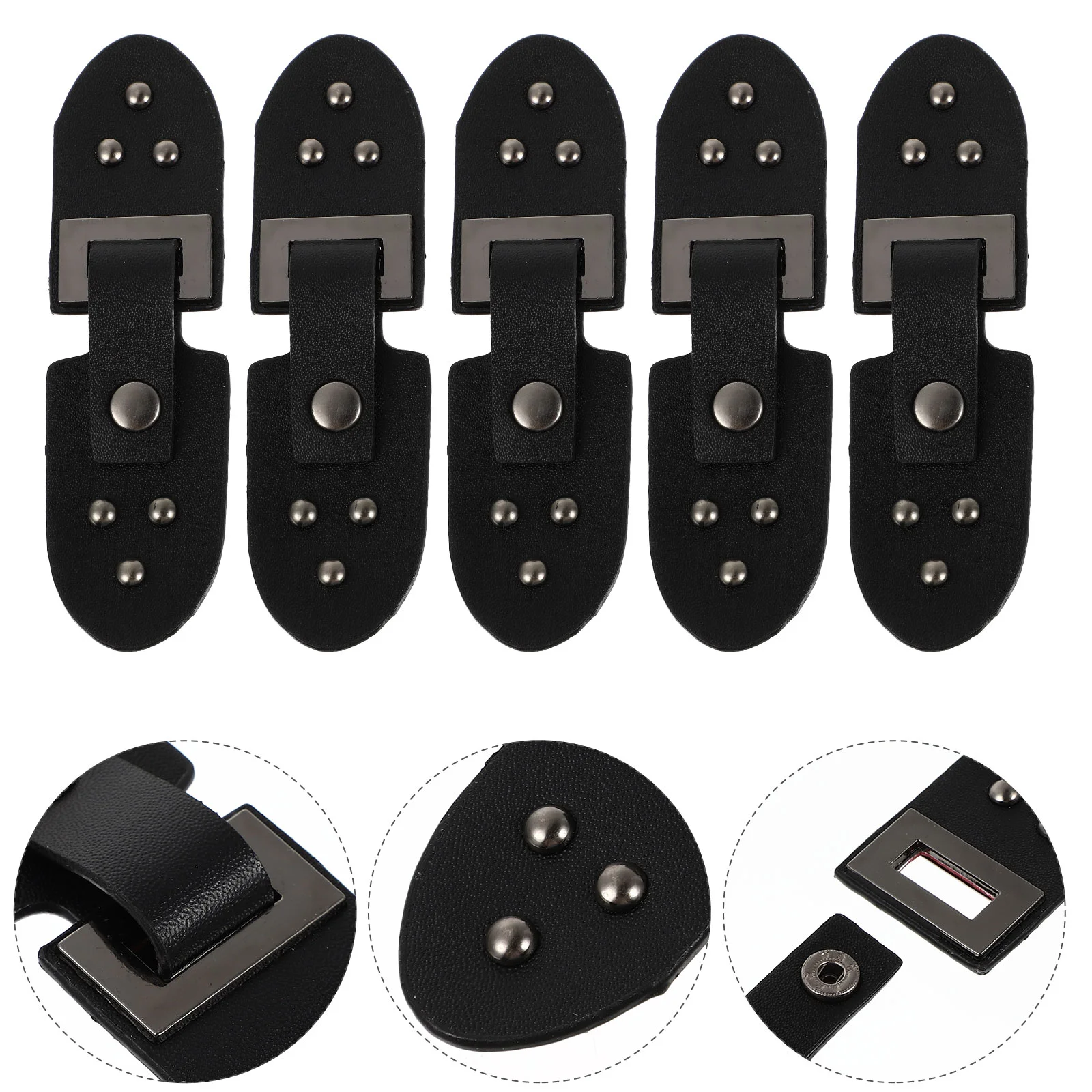 

Coat Closure Buttons Metal Buckle Duffle Bag Buckles Luggage Bags Black PU Sewing