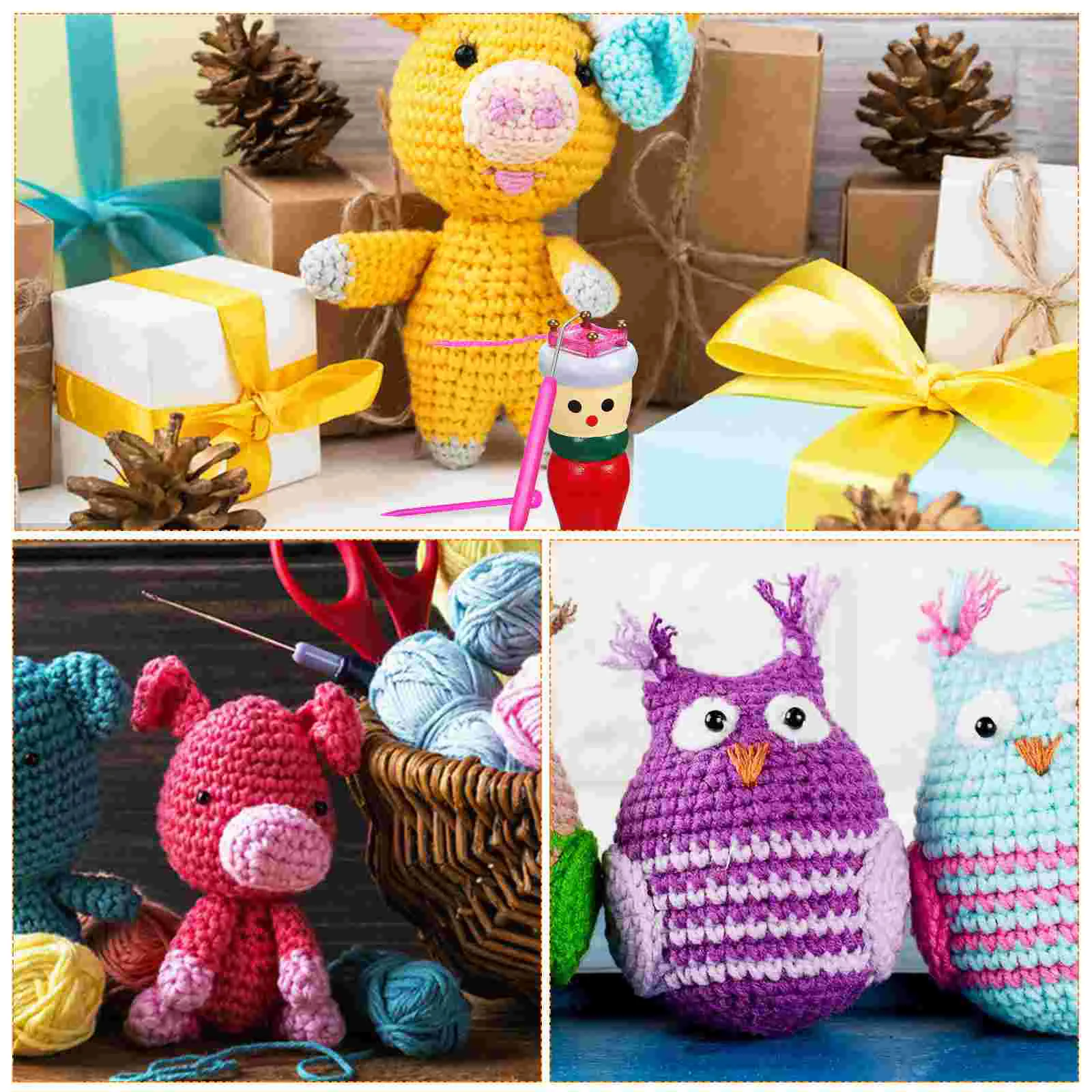 4 Pcs Knitted Puppet Set Crochet Kit Knitting Wooden Tool Looms Machine Toy Ornament Sewing