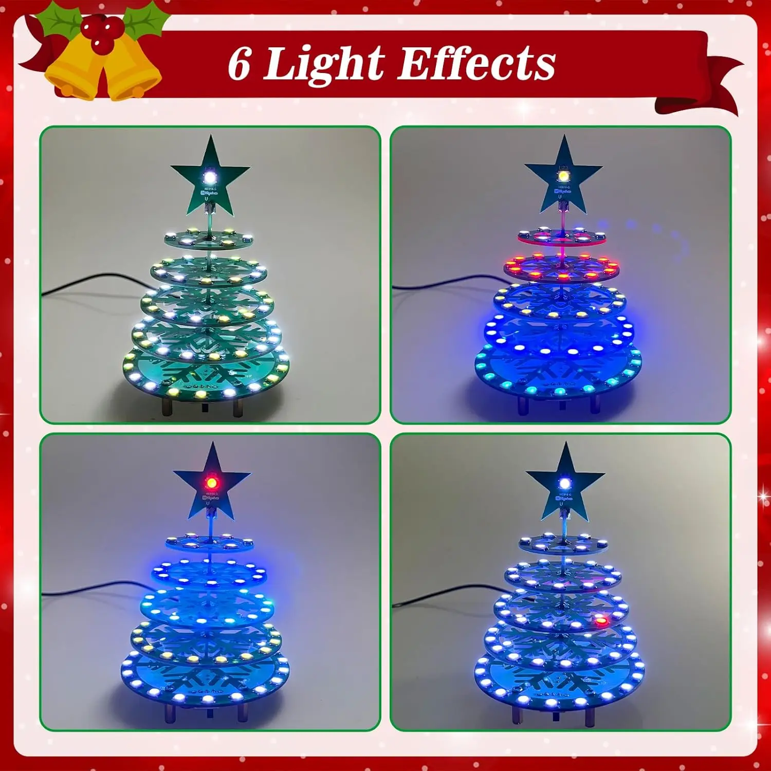 Christmas Tree Soldering Projects, WS2812B RGB LEDs Xmas Tree Soldering Practice Kit with Music