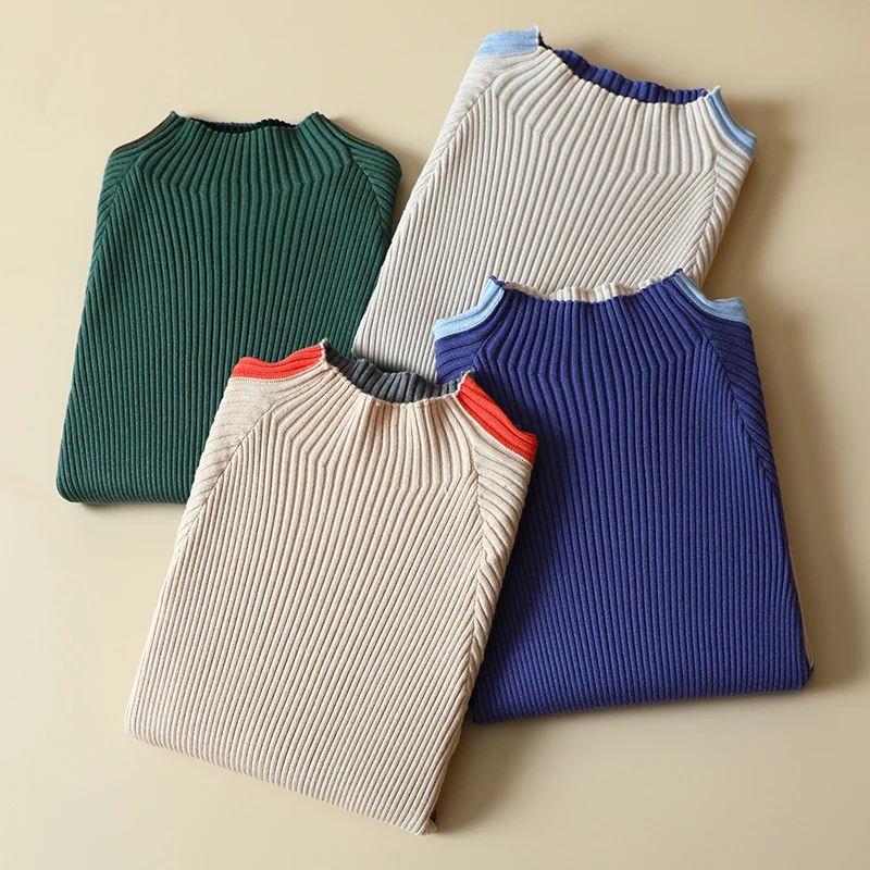 Side Striped Knitted Pullovers for Women, Elastic Sweaters for Office Lady, All Match Buttock Tops