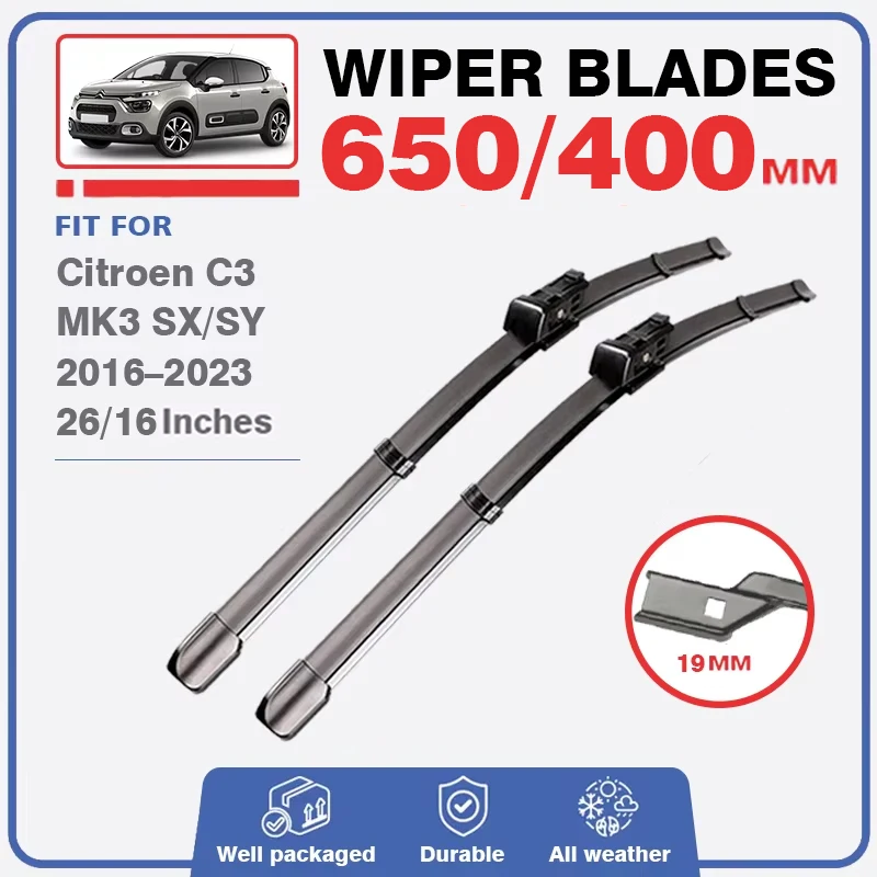 Front Rear Wiper Blades For Citroen C3 MK3 SX SY 2016 - 2023 Windshield Windscreen Car Accessories 2017 2018 2019 2020 2021 2022