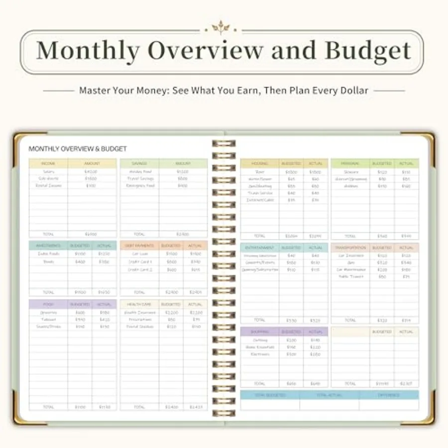 Budget Planner - Monthly Budget Book B5, Undated 12 Month Expense Tracker Notebook and Bill Organizer, Hard Cover Financial Acc view 6