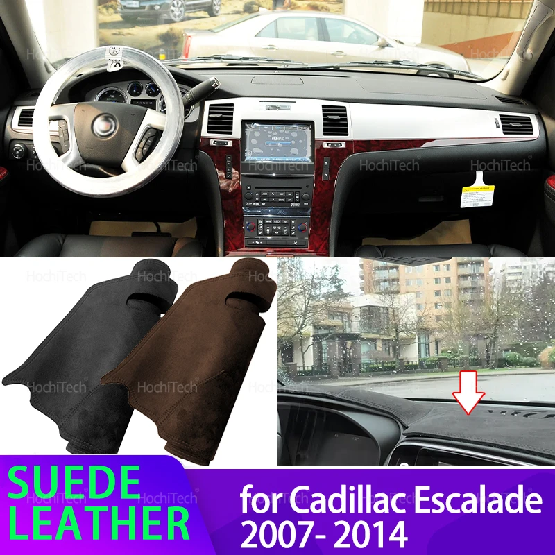 

Замшевый кожаный коврик с защитой от ультрафиолета, черный чехол для приборной панели, солнцезащитный козырек, нескользящий коврик для Cadillac Escalade EXT 3Gen 2007-2014