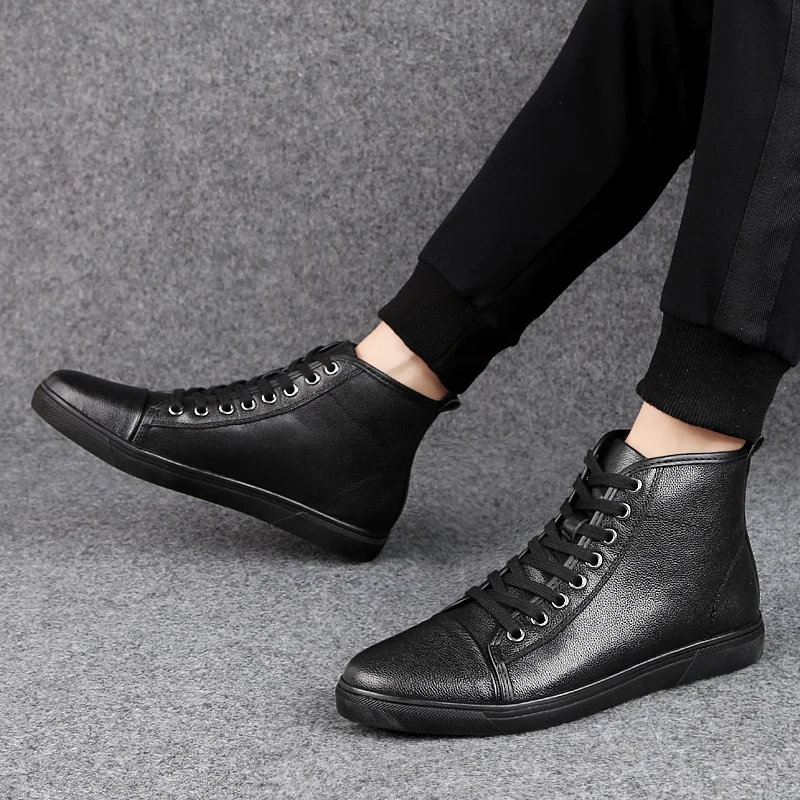Herren-Schneestiefel aus echtem Leder, warme Winterstiefel für Outdoor-Aktivitäten wie Autofahren und Wandern_voghion.com