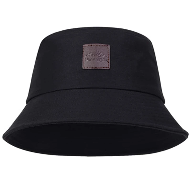 Unisex New York Leather Label Personality Bucket Hats Fishermen Caps Outdoor Casual Cap Sunscreen Hat